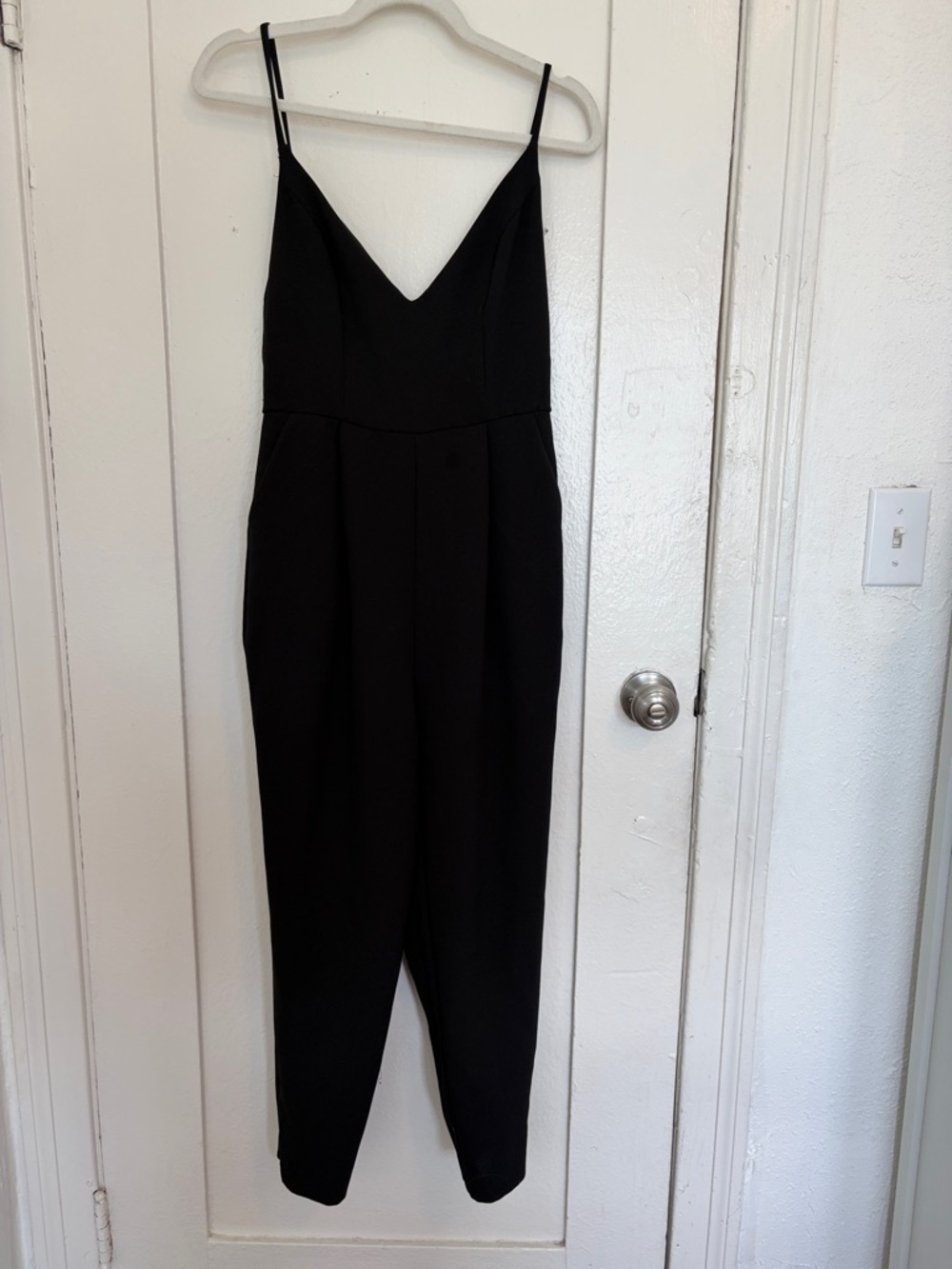 Kookai Black V-Neck Slim-Leg Jumpsuit